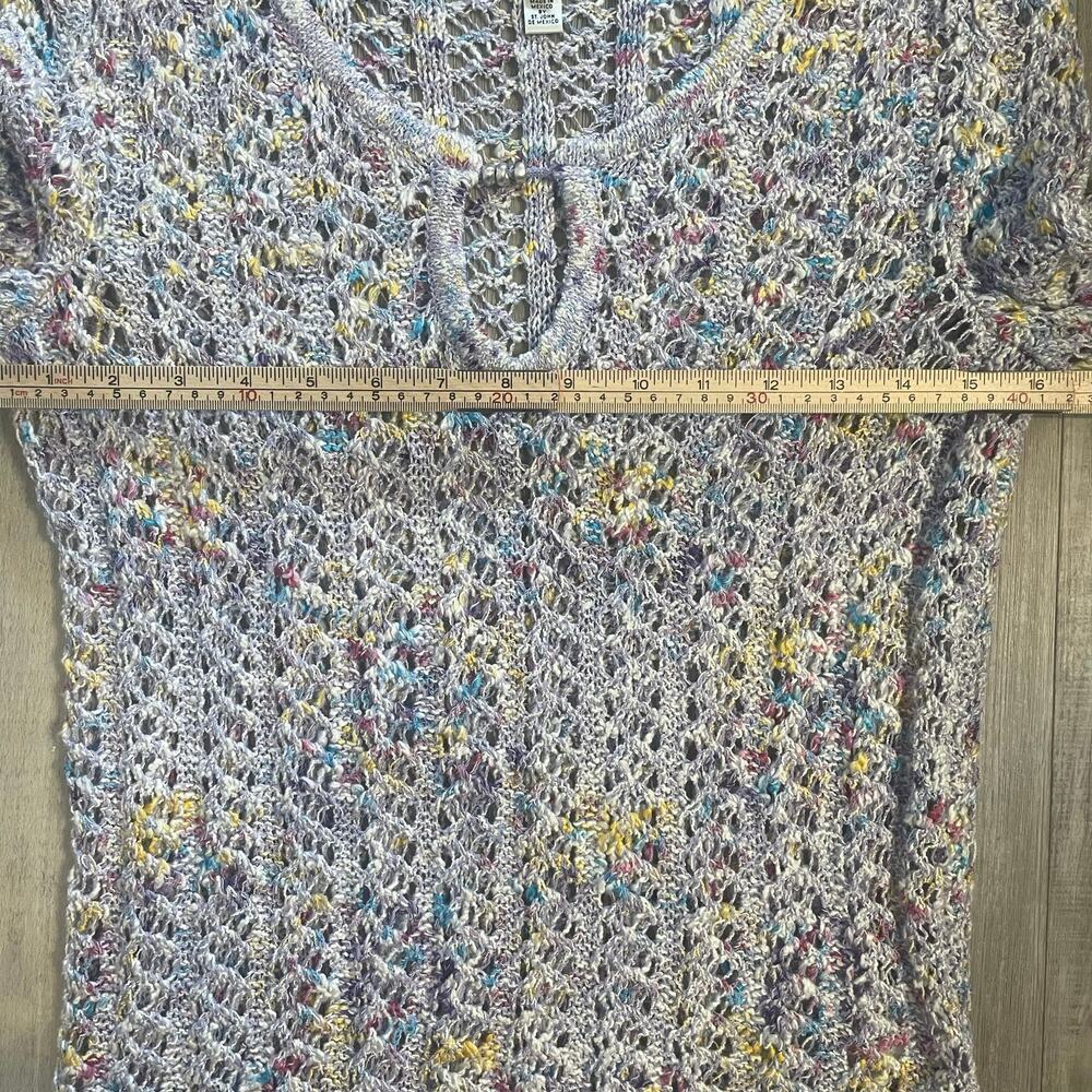 ST JOHN SPORT Multi-Season Blue Multi Open Knit Pullover Sweater PETITE - Picture 6 of 15